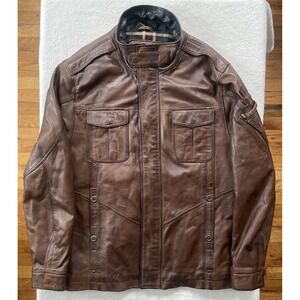 Carbon 2 Cobalt Bend In The Road Leather Jacket Mens XL Brown Blanket Lined